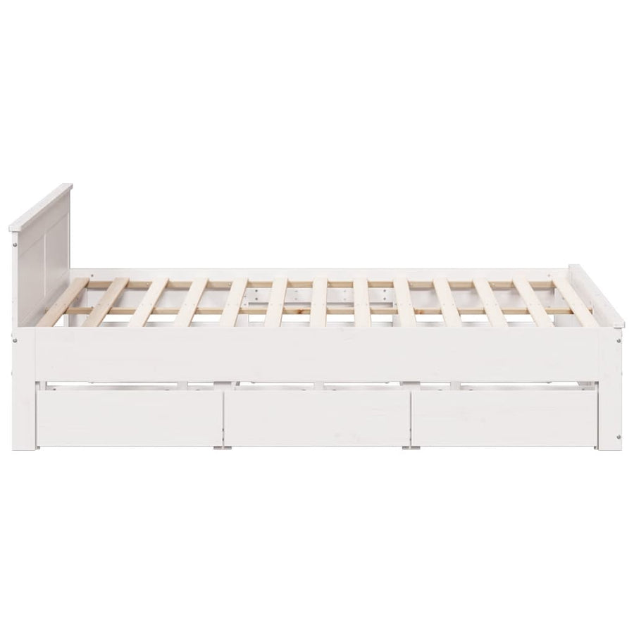 Bedframe Zonder Matras Met Hoofdbord Grenenhout Wit 200X200 Cm