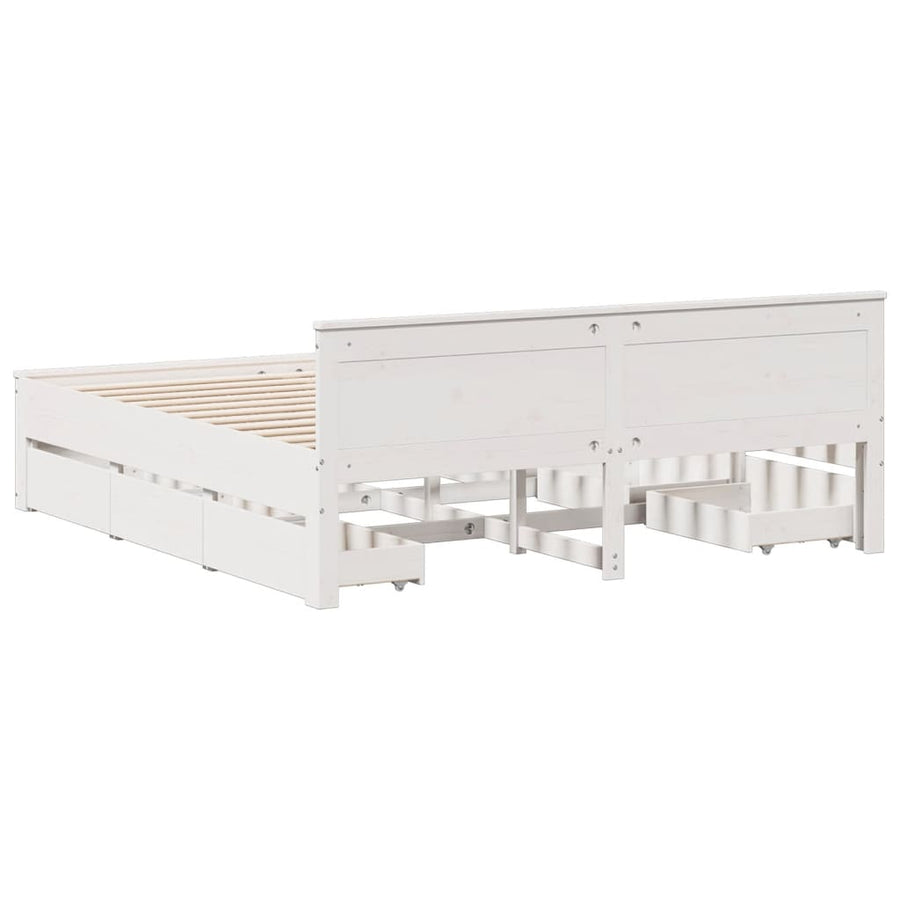 Bedframe Zonder Matras Met Hoofdbord Grenenhout Wit 200X200 Cm