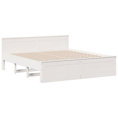 Bedframe Zonder Matras Met Hoofdbord Grenenhout Wit 200X200 Cm