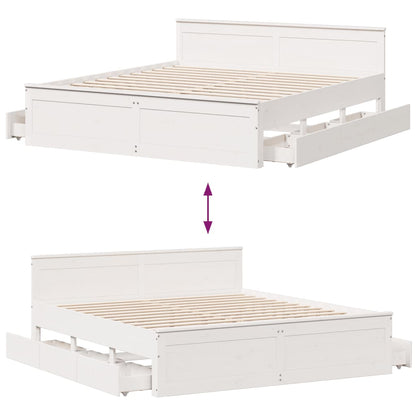 Bedframe Zonder Matras Met Hoofdbord Grenenhout Wit 200X200 Cm