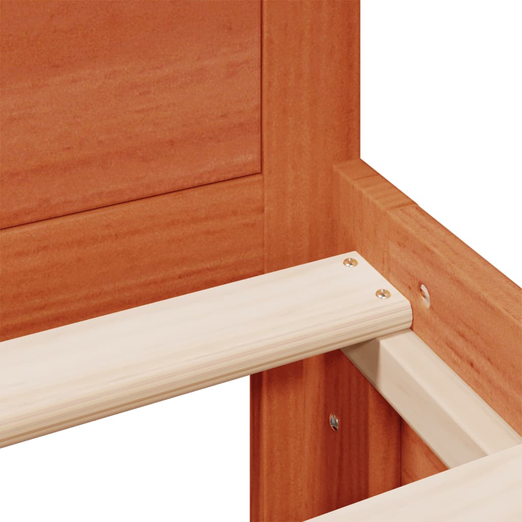 Bedframe Zonder Matras Met Hoofdbord Grenenhout Bruin 200X200Cm 200 x 200 cm