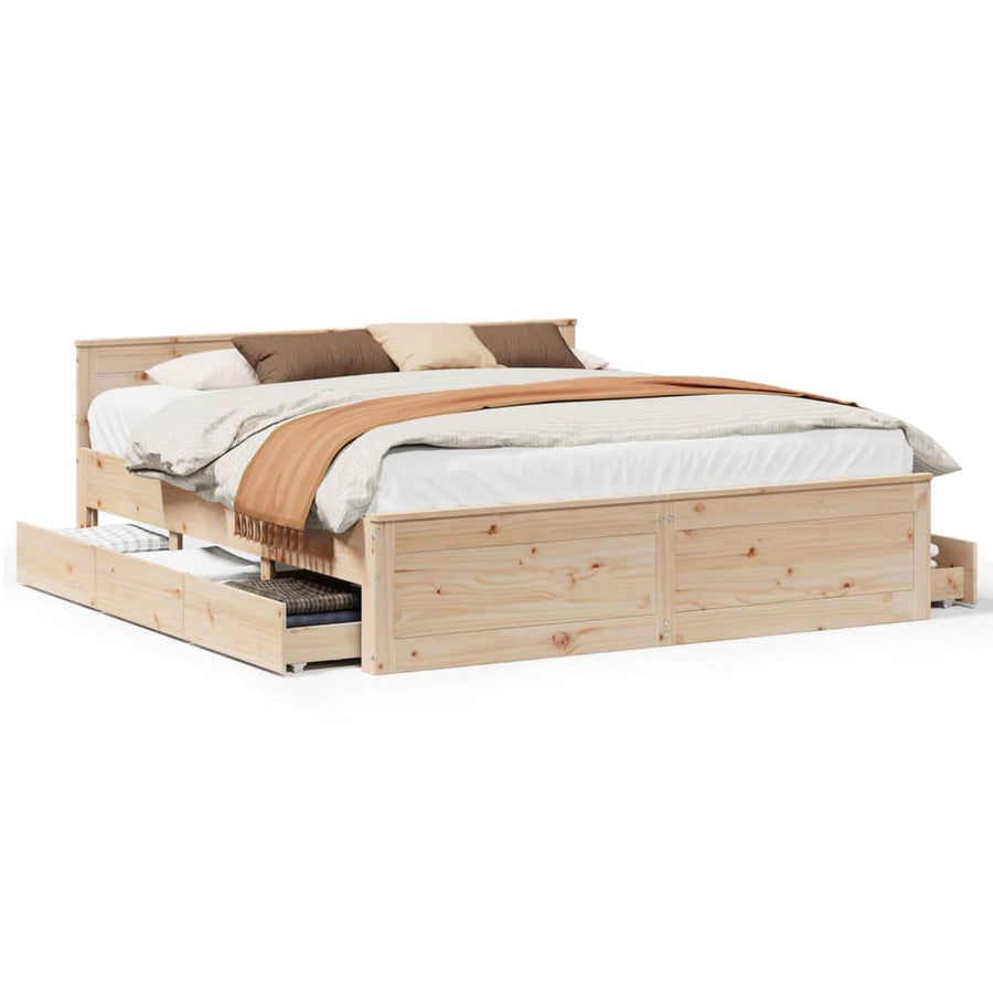 Bedframe zonder matras met hoofdbord grenenhout 180x200 cm