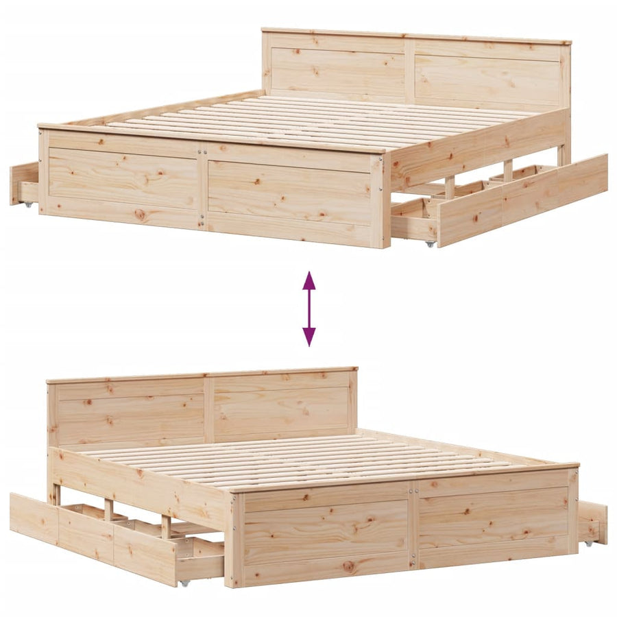 Bedframe zonder matras met hoofdbord grenenhout 180x200 cm