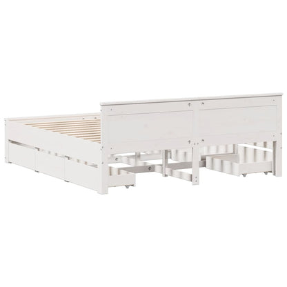 Bedframe Zonder Matras Met Hoofdbord Grenenhout 180 x 200 cm Wit