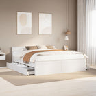 Bedframe 180x200 cm grenenhout wit met hoofdbord