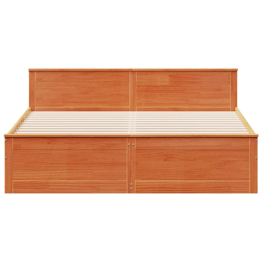 Bedframe zonder matras met hoofdbord grenenhout bruin 180x200cm