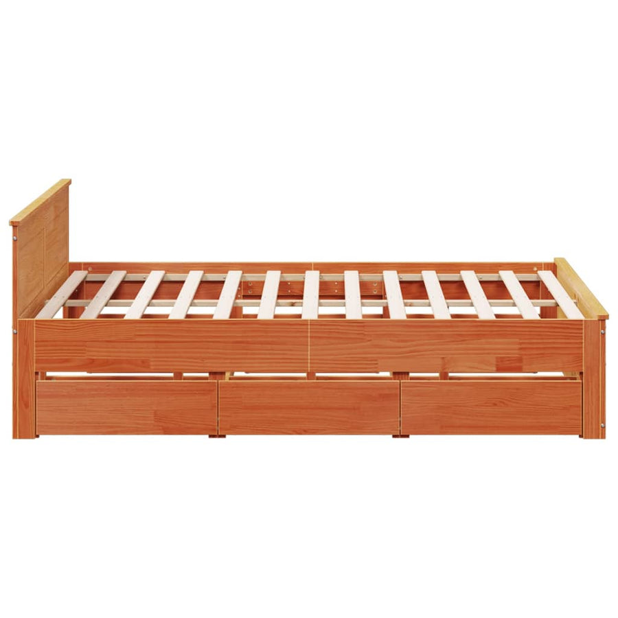 Bedframe zonder matras met hoofdbord grenenhout bruin 180x200cm