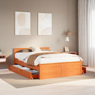 Bedframe zonder matras met hoofdbord hout wasbruin 160x200 cm