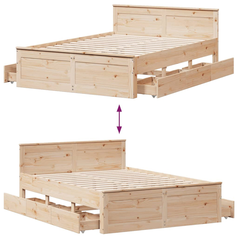 Bedframe zonder matras met hoofdbord grenenhout 150x200 cm