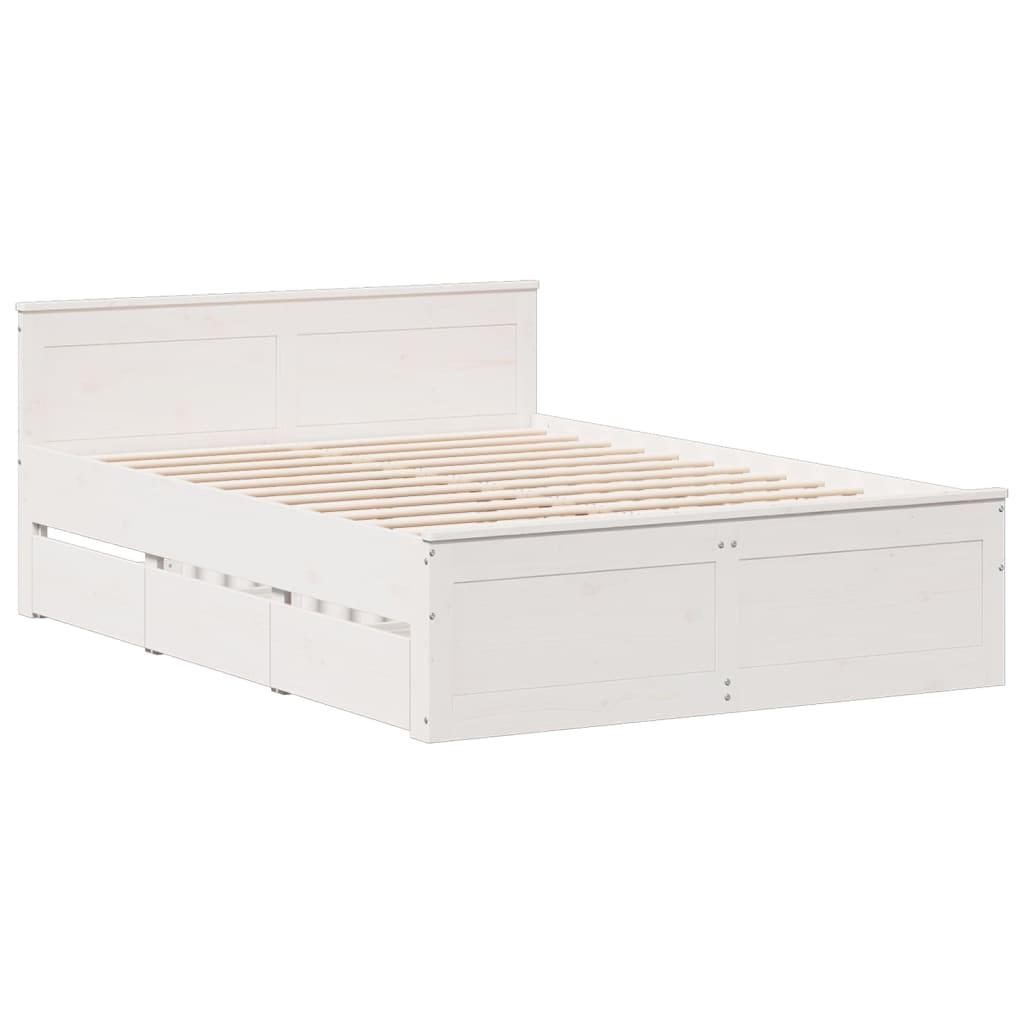 Bedframe zonder matras met hoofdbord grenenhout wit 150x200 cm