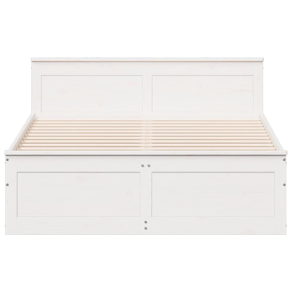 Bedframe zonder matras met hoofdbord grenenhout wit 150x200 cm