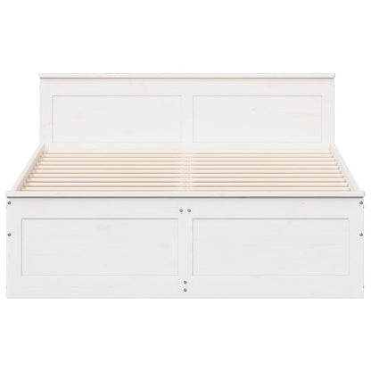 Bedframe zonder matras met hoofdbord grenenhout wit 150x200 cm