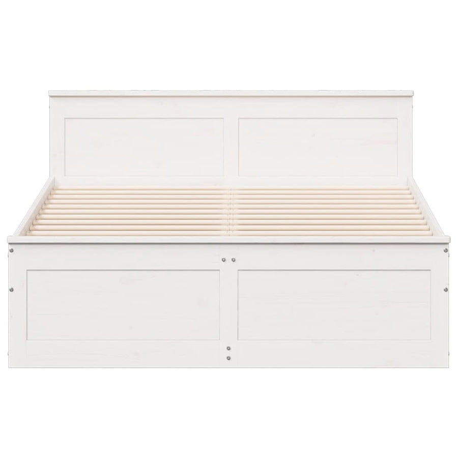 Bedframe zonder matras met hoofdbord grenenhout wit 150x200 cm