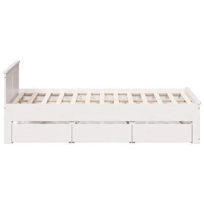 Bedframe zonder matras met hoofdbord grenenhout wit 150x200 cm