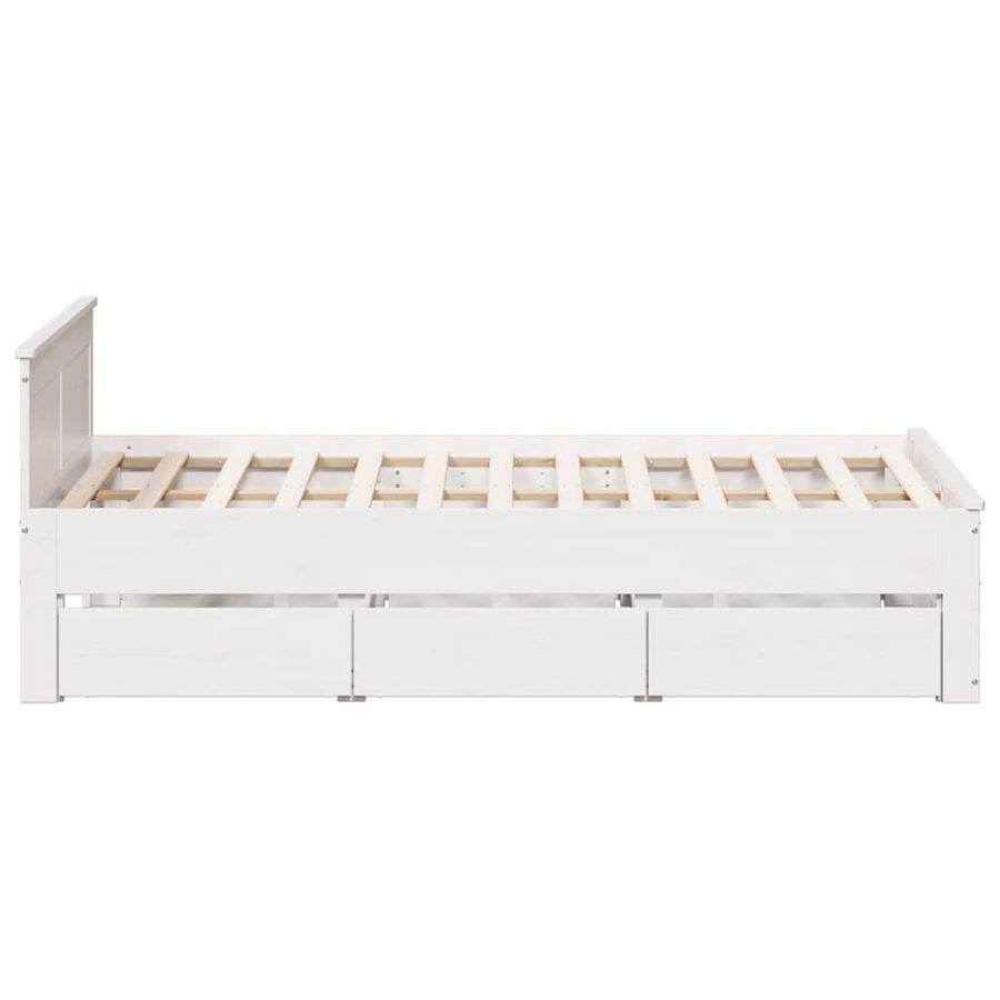 Bedframe zonder matras met hoofdbord grenenhout wit 150x200 cm