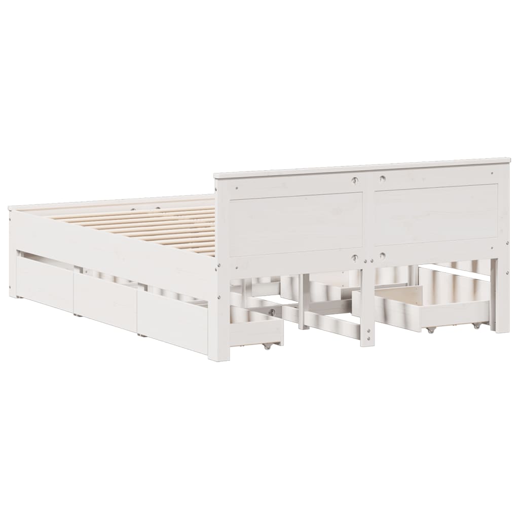 Bedframe zonder matras met hoofdbord grenenhout wit 150x200 cm