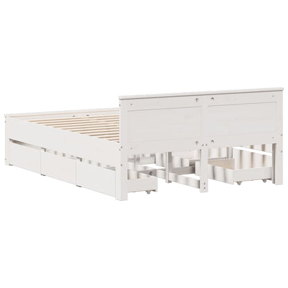 Bedframe zonder matras met hoofdbord grenenhout wit 150x200 cm