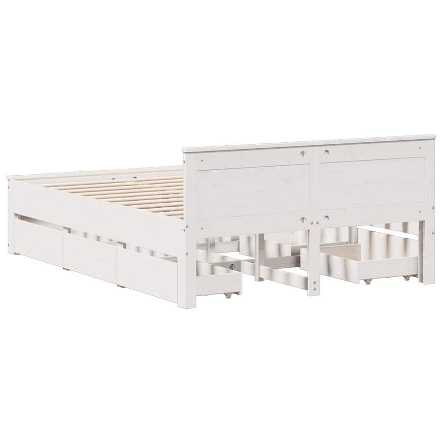 Bedframe zonder matras met hoofdbord grenenhout wit 150x200 cm