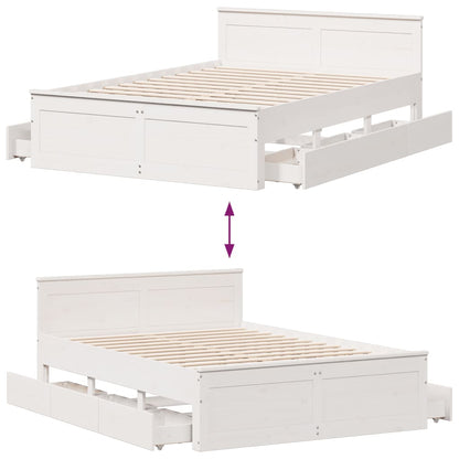 Bedframe zonder matras met hoofdbord grenenhout wit 150x200 cm