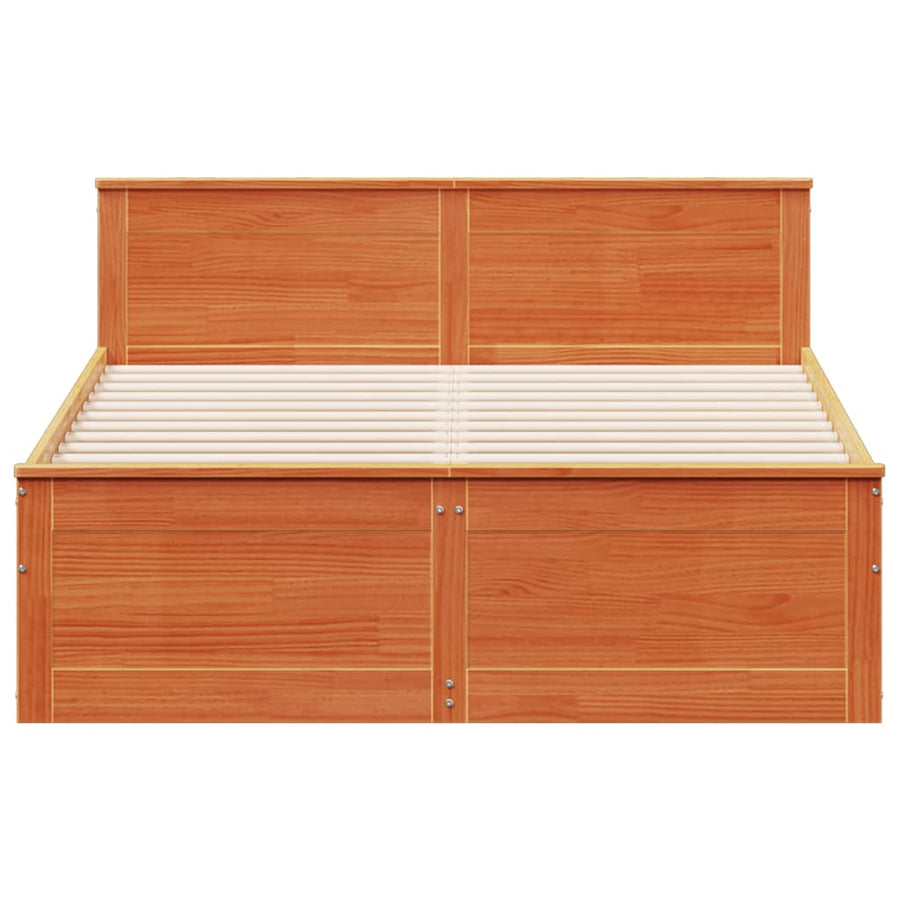 Bedframe zonder matras met hoofdbord hout wasbruin 150x200 cm