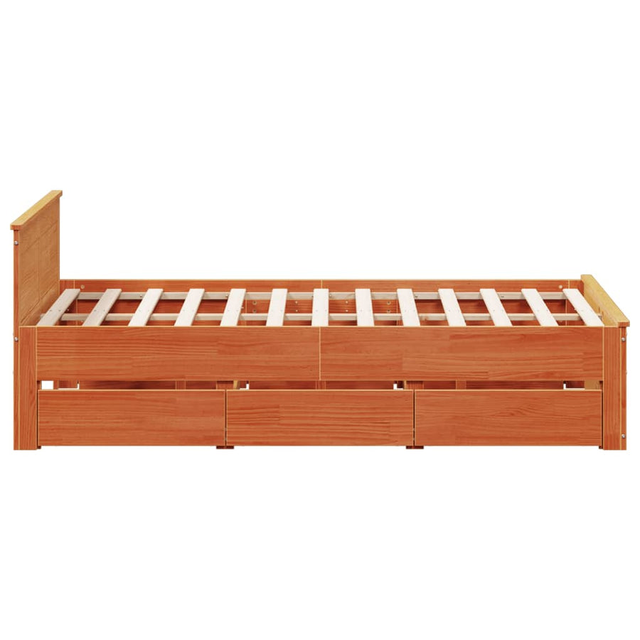 Bedframe zonder matras met hoofdbord hout wasbruin 150x200 cm