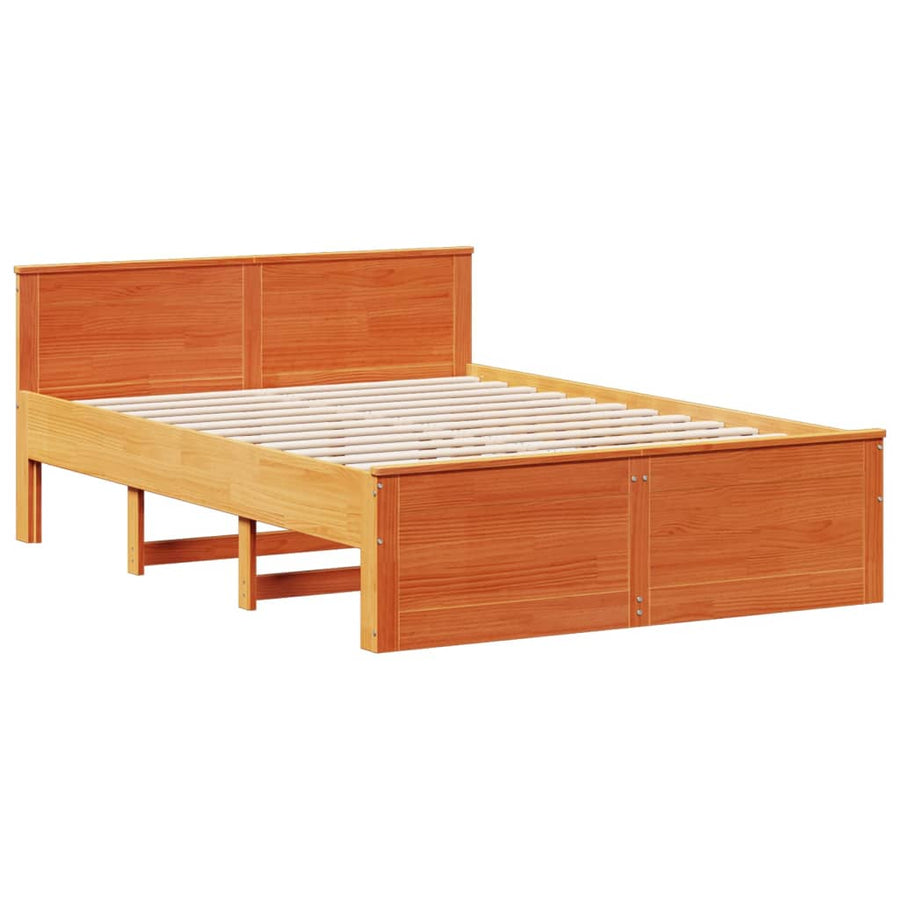 Bedframe zonder matras met hoofdbord hout wasbruin 150x200 cm