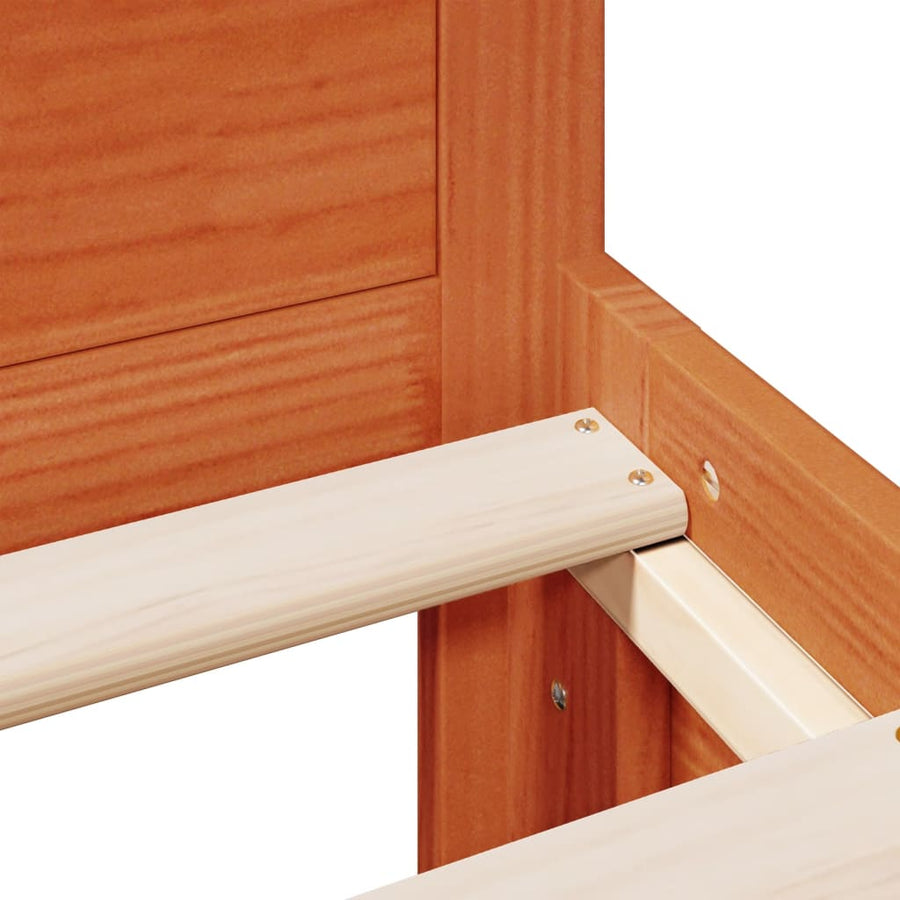 Bedframe zonder matras met hoofdbord hout wasbruin 150x200 cm