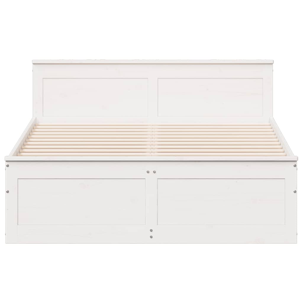 Bedframe zonder matras met hoofdbord grenenhout wit 140x200 cm