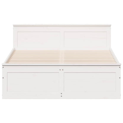 Bedframe zonder matras met hoofdbord grenenhout wit 140x200 cm