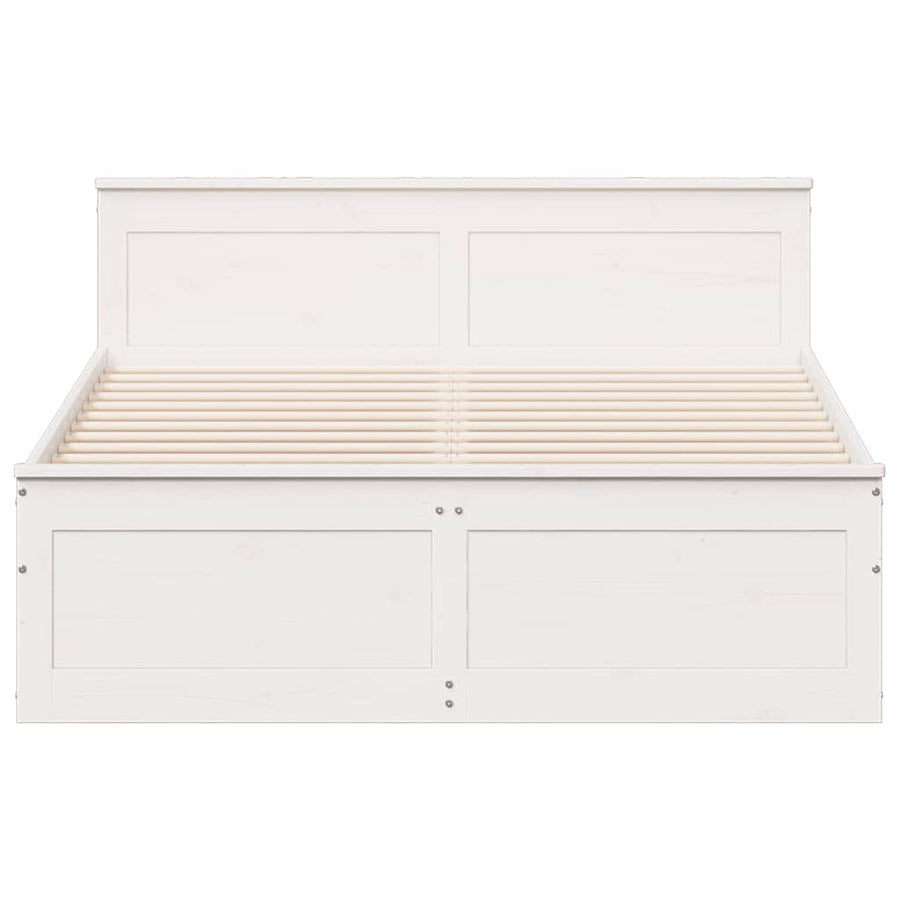 Bedframe zonder matras met hoofdbord grenenhout wit 140x200 cm