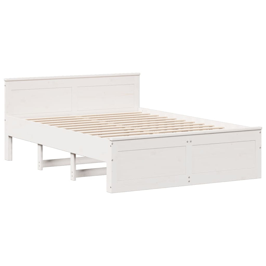 Bedframe zonder matras met hoofdbord grenenhout wit 140x200 cm