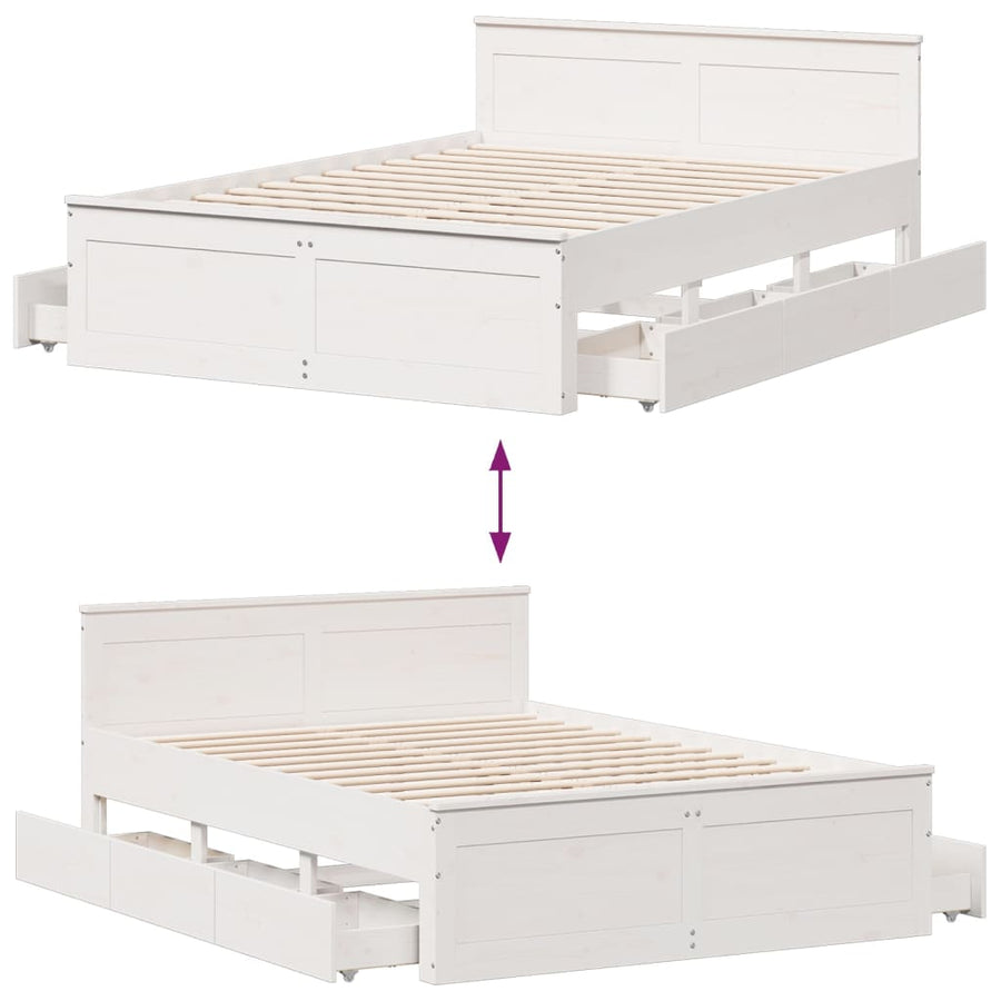 Bedframe zonder matras met hoofdbord grenenhout wit 140x200 cm