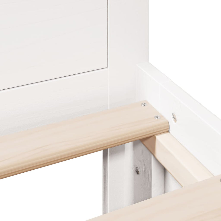 Bedframe zonder matras met hoofdbord grenenhout wit 140x200 cm