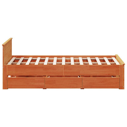 Bedframe zonder matras met hoofdbord hout wasbruin 140x200 cm