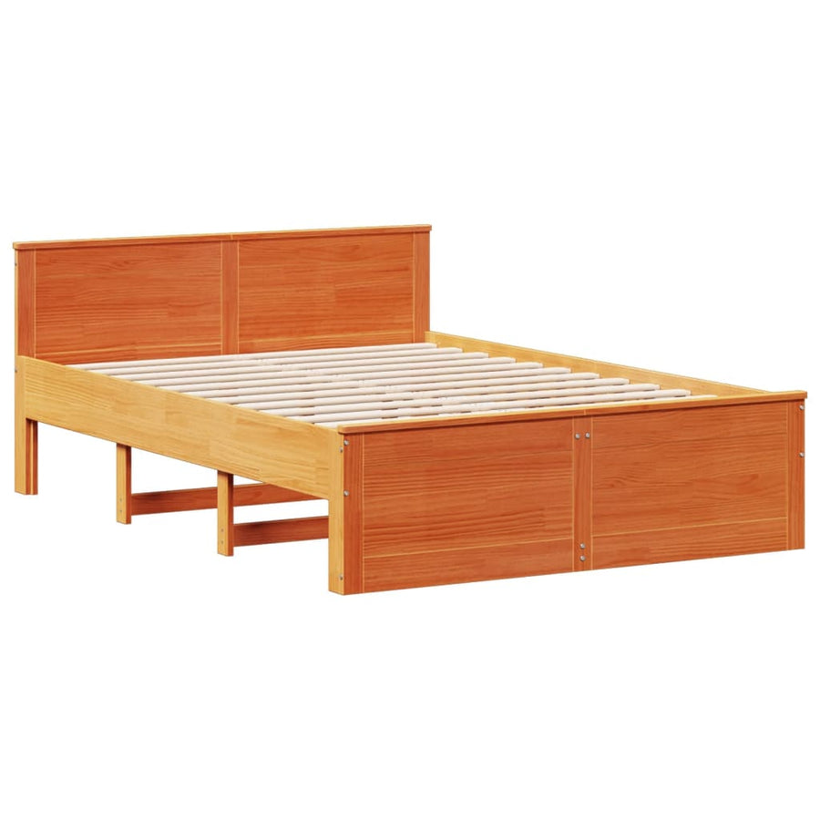 Bedframe zonder matras met hoofdbord hout wasbruin 140x200 cm