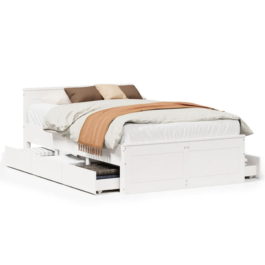Bedframe zonder matras met hoofdbord grenenhout wit 120x200 cm