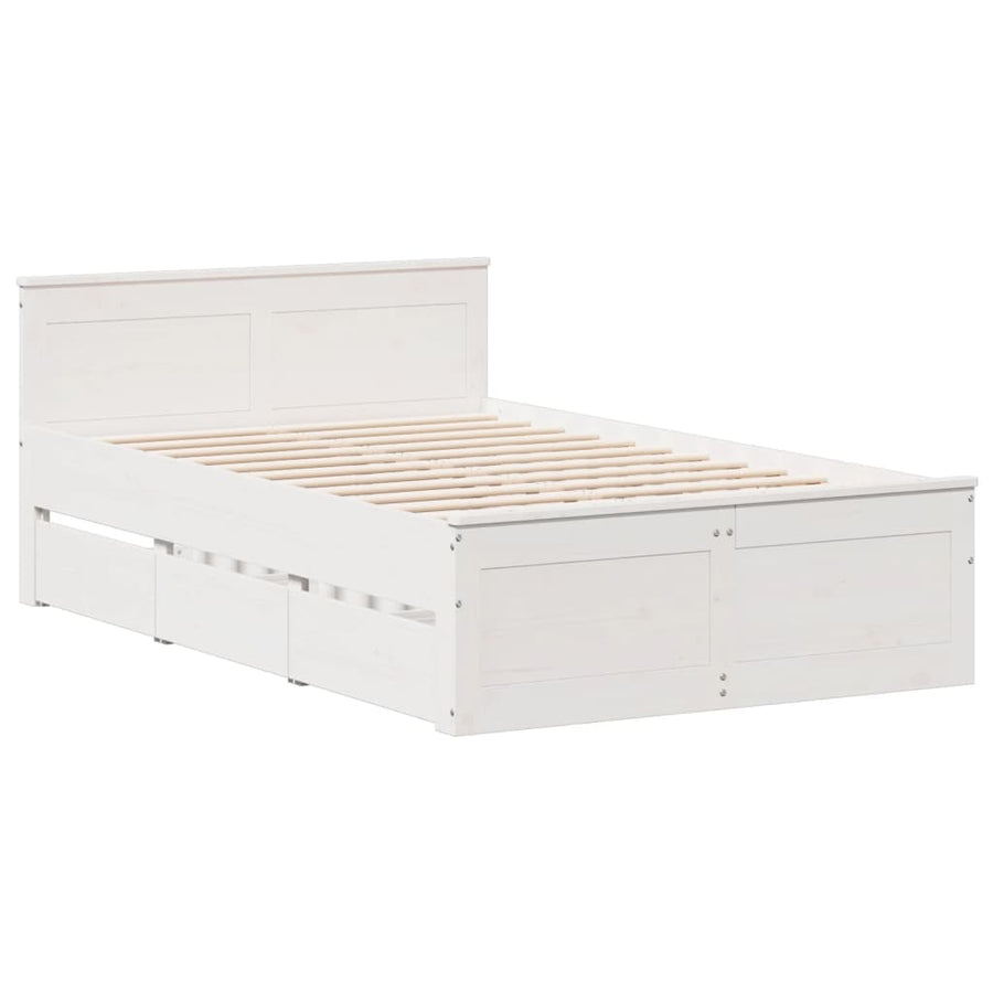 Bedframe zonder matras met hoofdbord grenenhout wit 120x200 cm