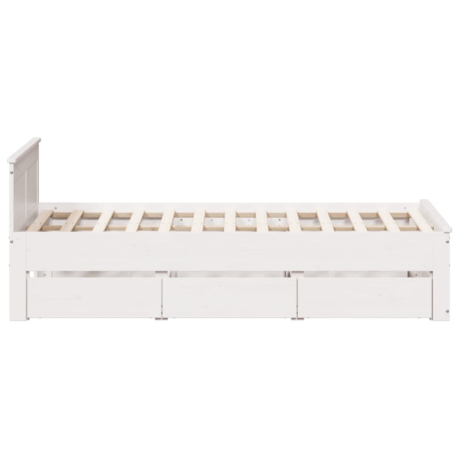 Bedframe zonder matras met hoofdbord grenenhout wit 120x200 cm