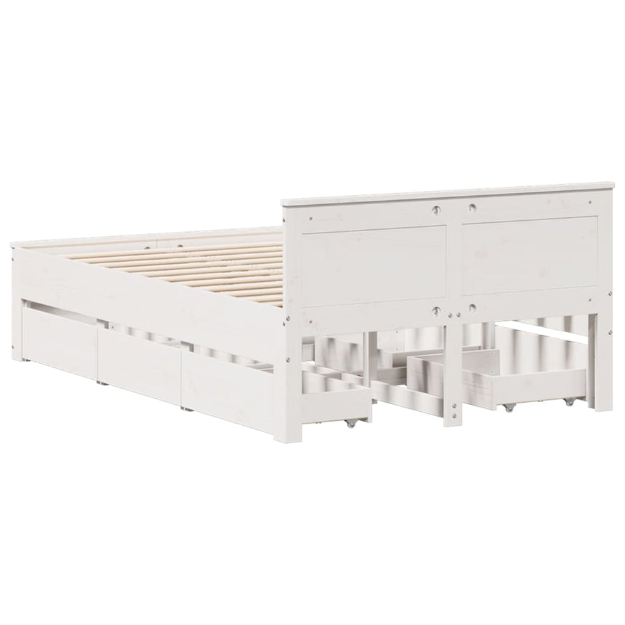 Bedframe zonder matras met hoofdbord grenenhout wit 120x200 cm