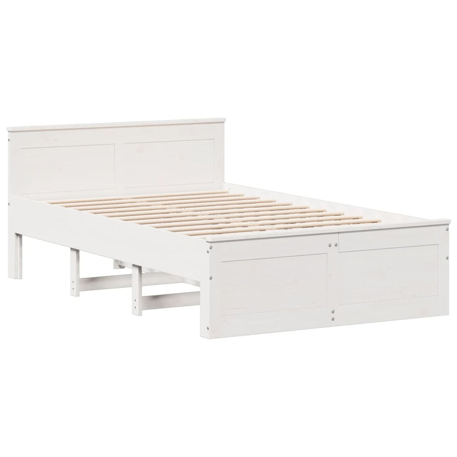 Bedframe zonder matras met hoofdbord grenenhout wit 120x200 cm