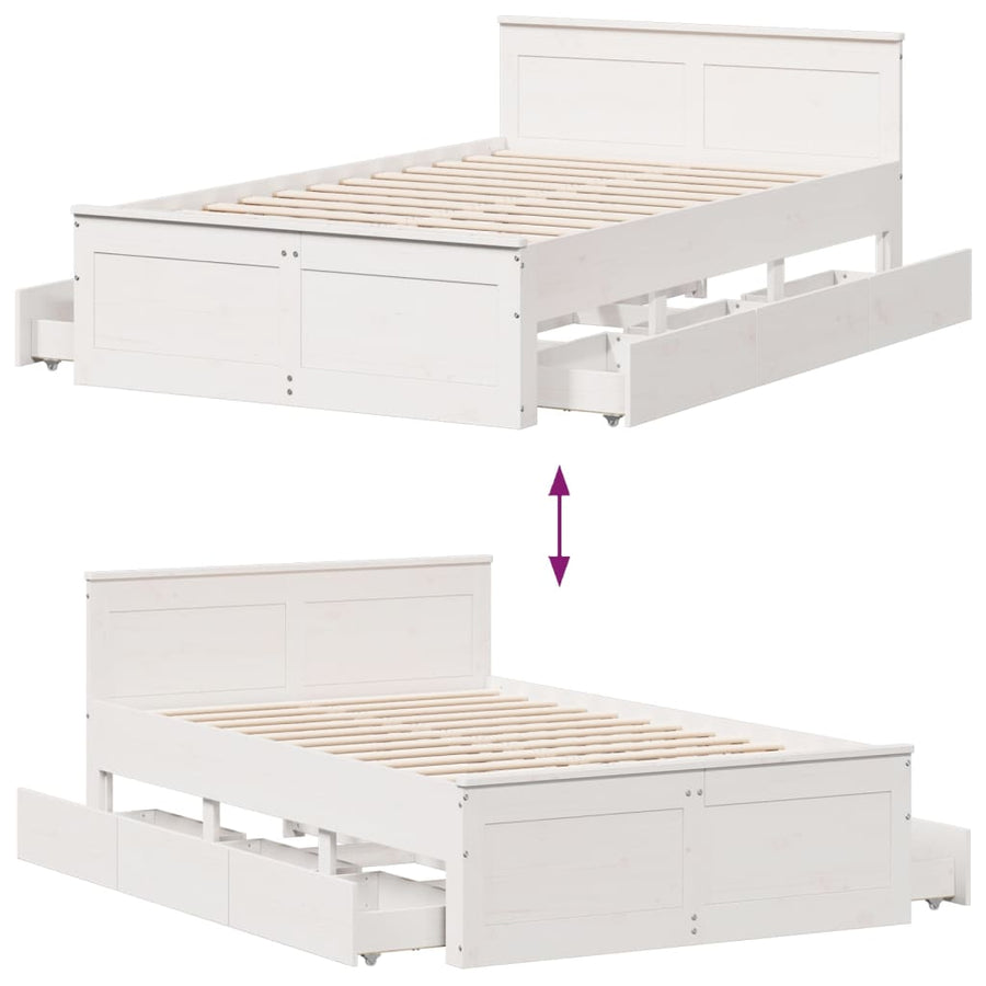 Bedframe zonder matras met hoofdbord grenenhout wit 120x200 cm