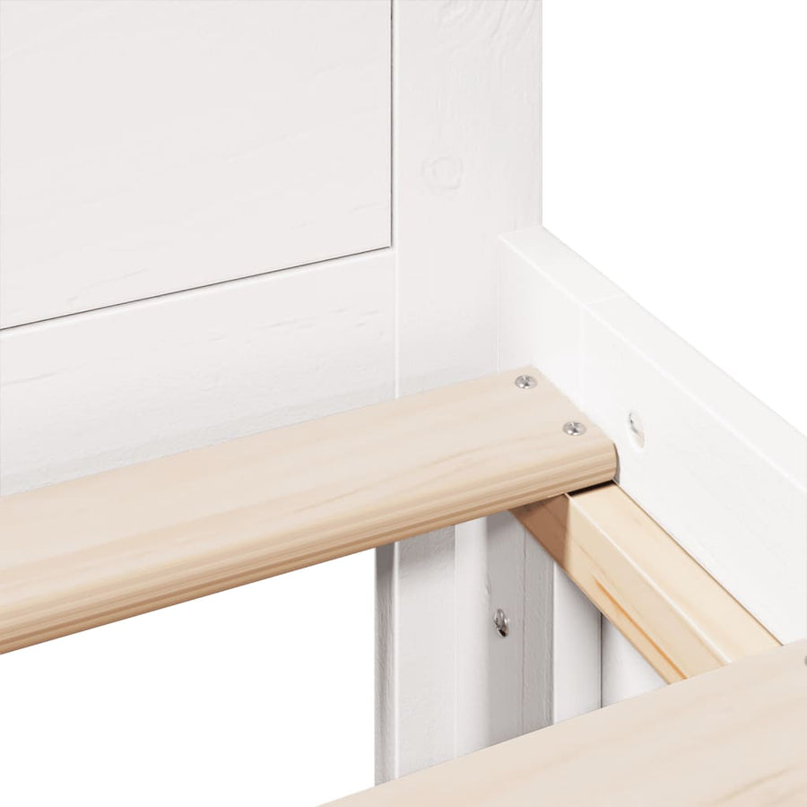 Bedframe zonder matras met hoofdbord grenenhout wit 120x200 cm