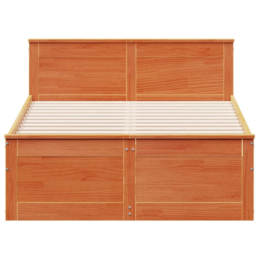 Bedframe zonder matras met hoofdbord hout wasbruin 120x200 cm