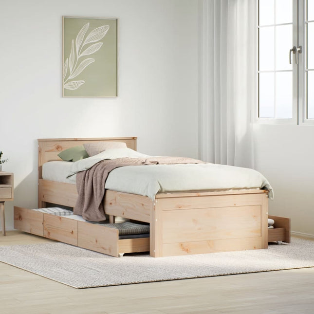 Bedframe zonder matras met hoofdbord grenenhout 100x200 cm