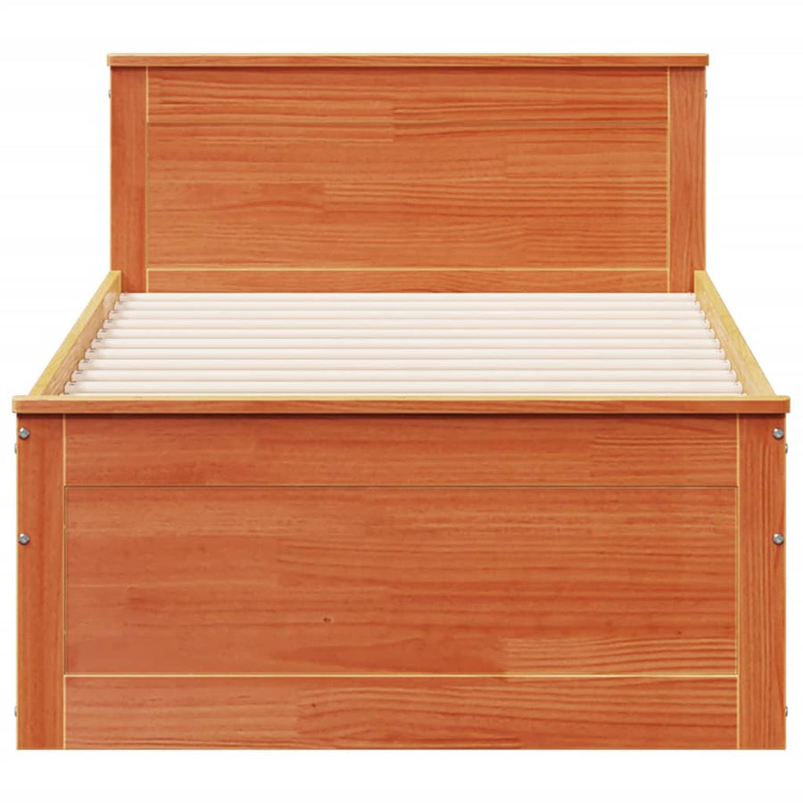 Bedframe zonder matras met hoofdbord grenenhout bruin 100x200cm