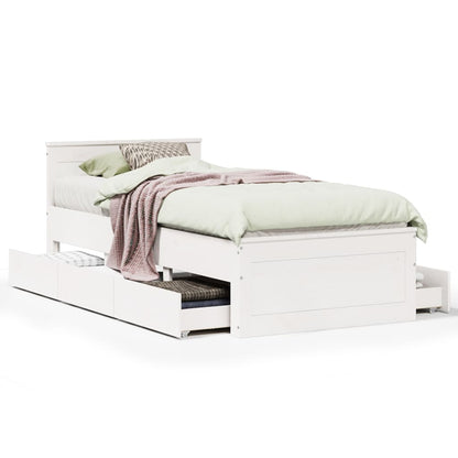 Bedframe zonder matras met hoofdbord grenenhout wit 90x200 cm