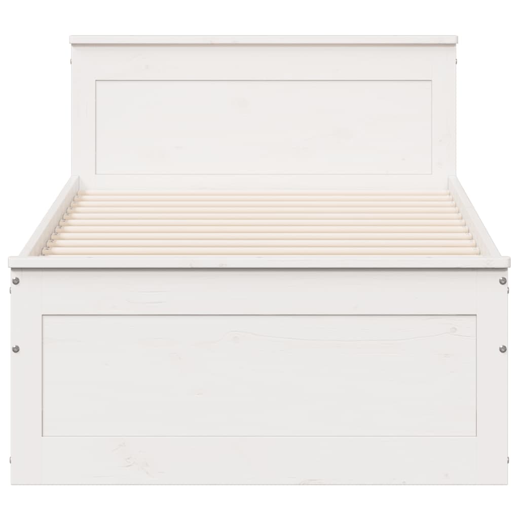 Bedframe zonder matras met hoofdbord grenenhout wit 90x200 cm