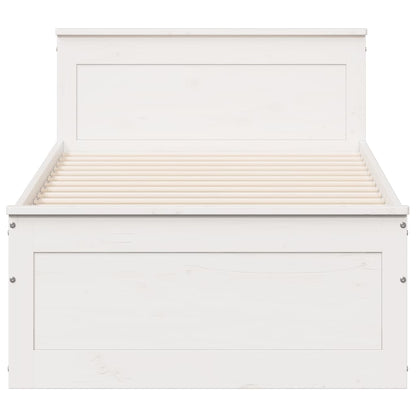 Bedframe zonder matras met hoofdbord grenenhout wit 90x200 cm