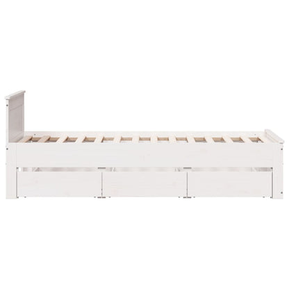 Bedframe zonder matras met hoofdbord grenenhout wit 90x200 cm