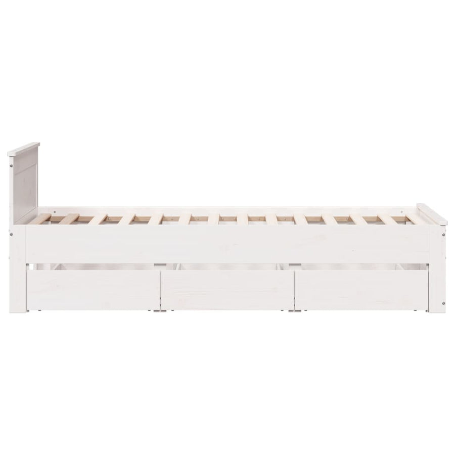 Bedframe zonder matras met hoofdbord grenenhout wit 90x200 cm